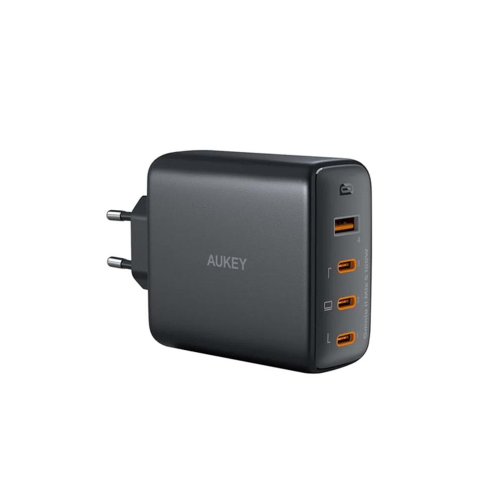 Aukey PA-B7S-BK 100W Dört Bağlantı Noktalı PD GaN Duvar Şarj Cihazı