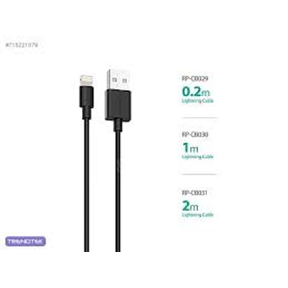 RAVPOWER 1 metre Apple MFI Lisanslı Lightning Şarj/Data Kablosu Siyah RP-CB030