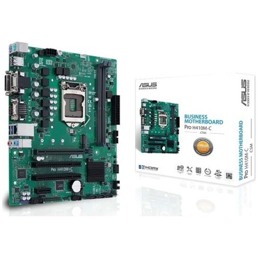 Asus PRO H410M-C/CSM H410 DDR4 USB3.2 M.2 HDMI/DVI/VGA PCI3.0 1200p Anakart