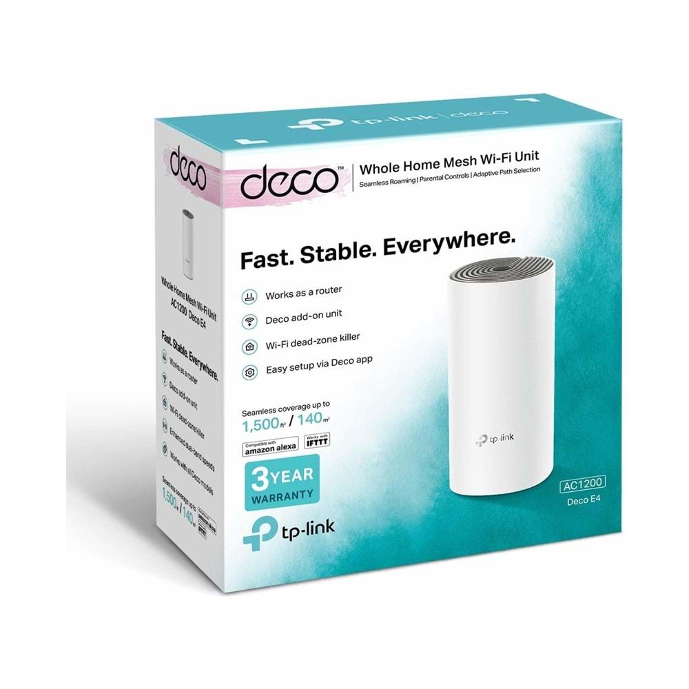 TP-Link DECO-E4-1P Deco E4 AC 1200 Mbps Mesh Tüm Ev Wi-Fi Sistemi ( Tekli )