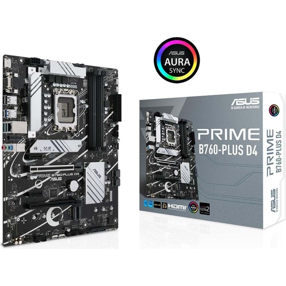 Asus PRIME B760-PLUS D4 DDR4 5066MHZ 1XVGA 1XHDMI 1XDP 3XM.2 USB 3.2 1700P ATX Anakart
