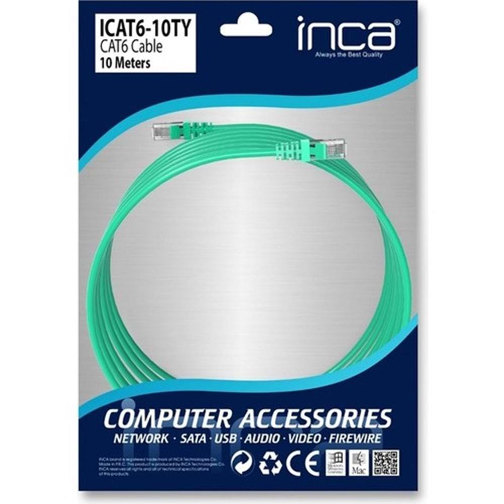 Inca ICAT6-10TG CAT6 10MT UTP Patch Kablo Gri