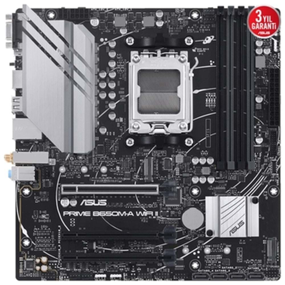 ASUS Prime B650M-A Wifi II DDR5 6400MHZ 1XVGA 1XHDMI 1XDP 2XM.2 USB 3.2 MATX AM5 Anakart