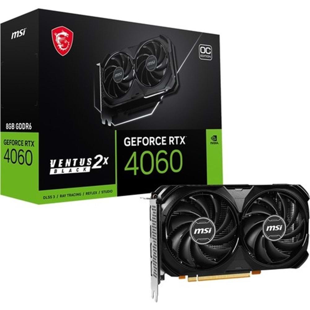 Msi Geforce RTX4060 Ventus 2X Black 8G OC 8GB GDDR6 128Bit 1XHDMI 3XDP Ekran Kartı