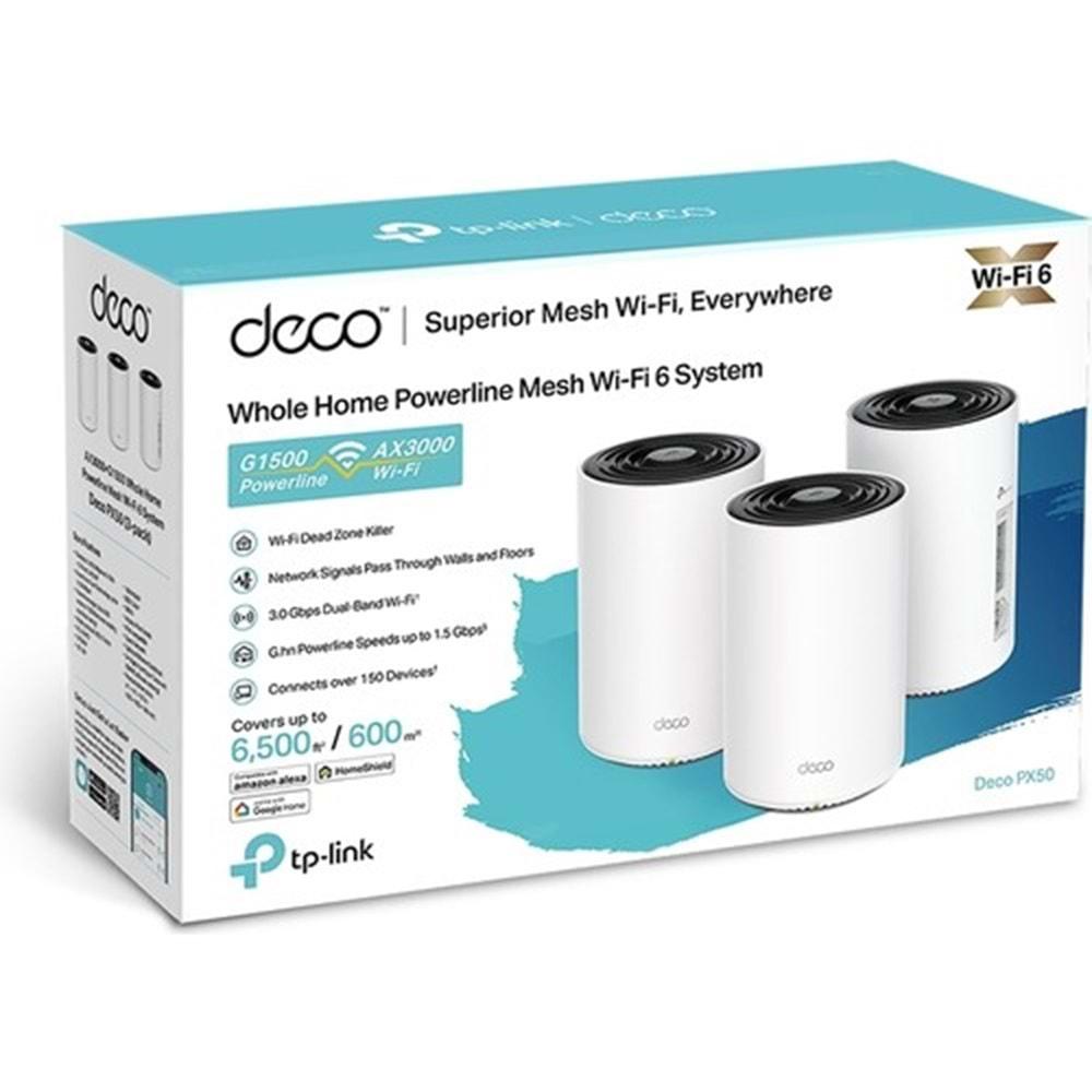 Tp-Link Deco PX50-3P AX3000+G1500 Whole Home Powerline Mesh Wi-Fi 6 System
