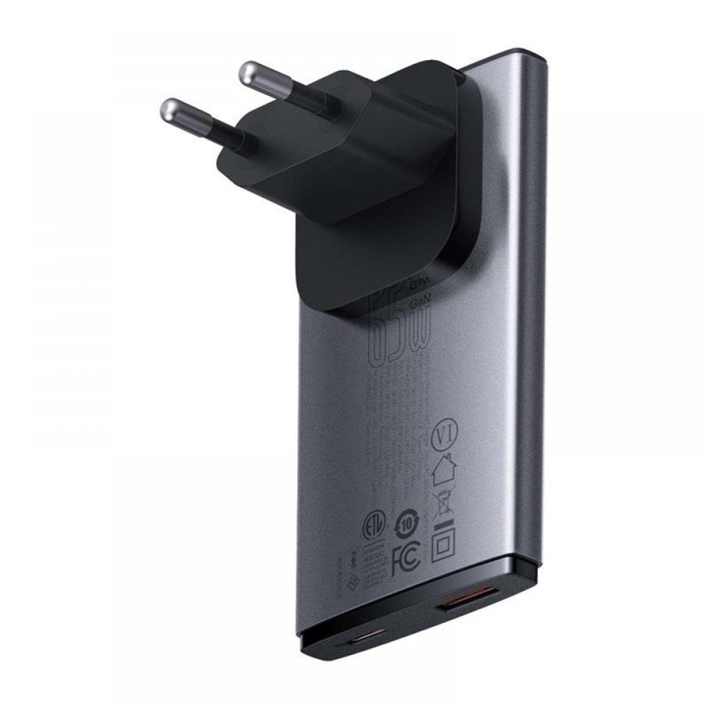 Baseus CCGP150113 GAN5 PRO Ultra Slim 65W Şarj Cihazı(Çıkış:USB X1 Type-C X1)