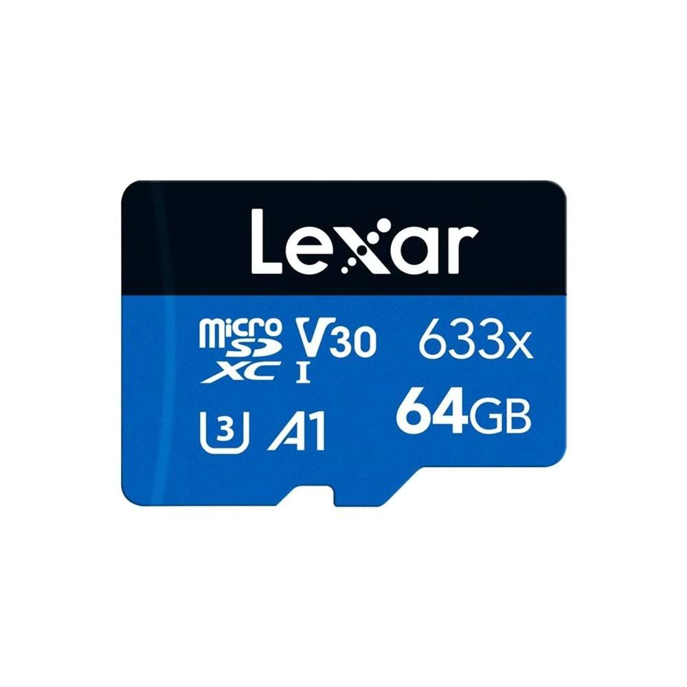 Lexar 64GB LSDMI64GBB633A 633X MicroSDXC High-Performance C10 A1 V30 U3 Hafıza Kartı
