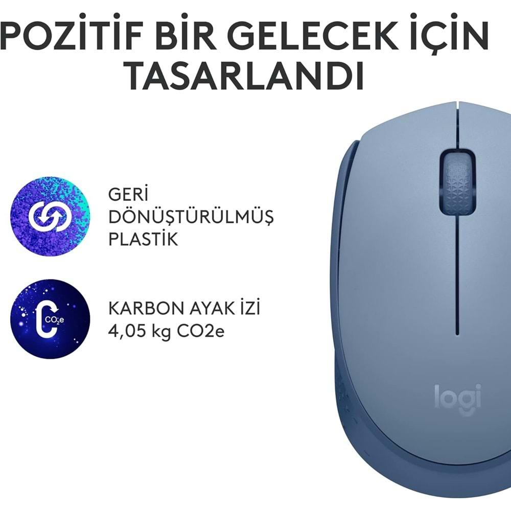 Logitech M171 Kablosuz Mouse Mavi Gri 910 006866