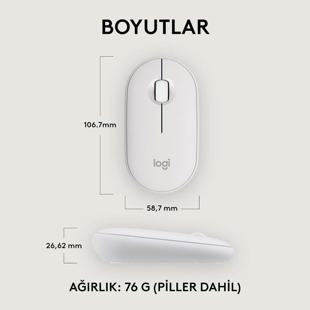 Logitech M350s Pebble 2 Beyaz Bluetooth Mouse