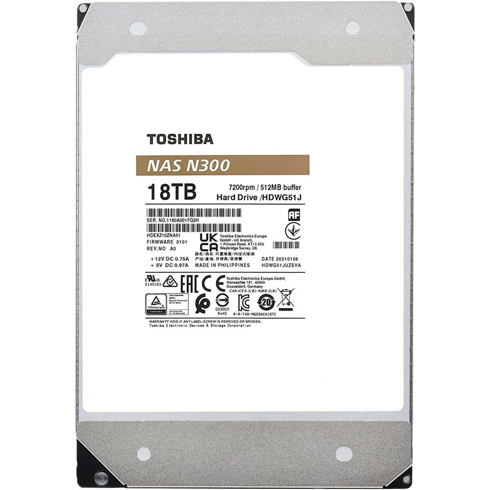 Toshiba N300 18TB 7200Rpm 512MB HDWG51JUZSVA