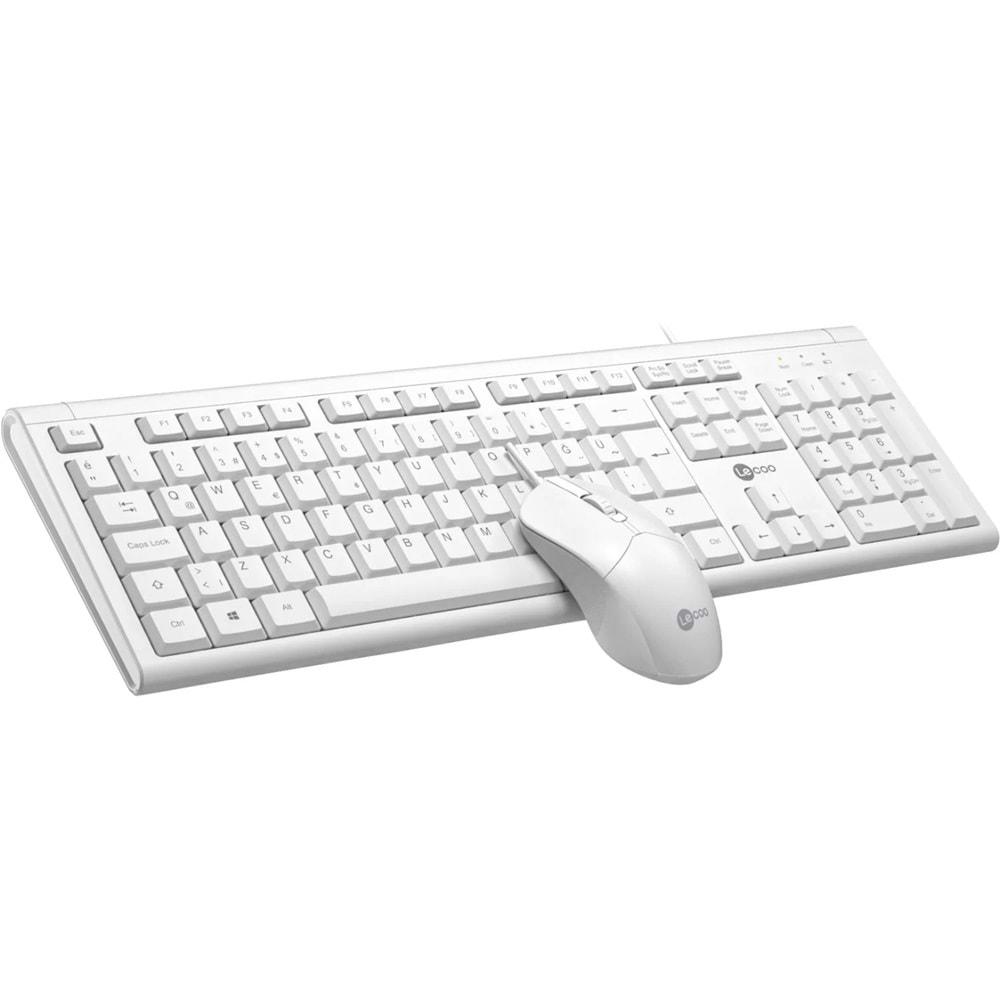 Lenovo Lecoo USB Kablolu TR Q Klavye Mouse Set Beyaz CM101-B