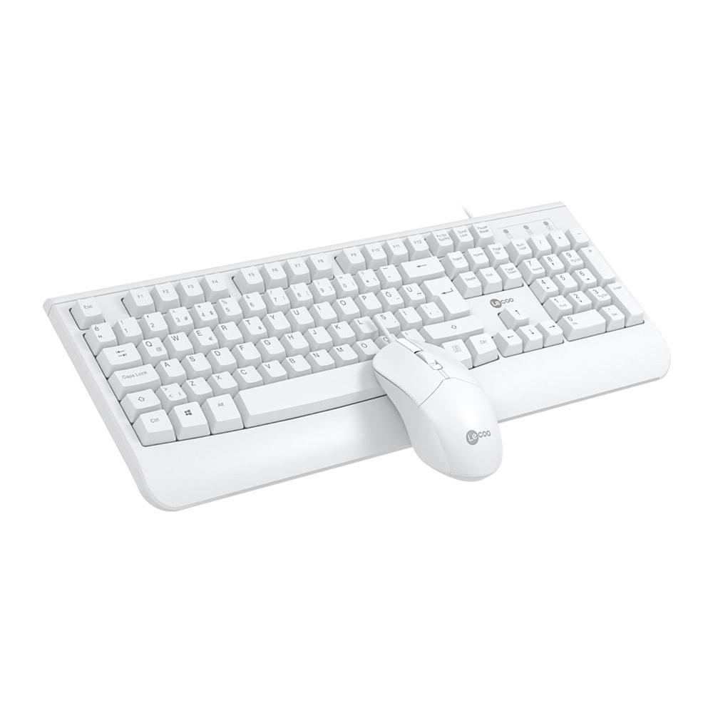 Lenovo Lecoo USB Kablolu TR Q Klavye Mouse Set Beyaz CM105-B