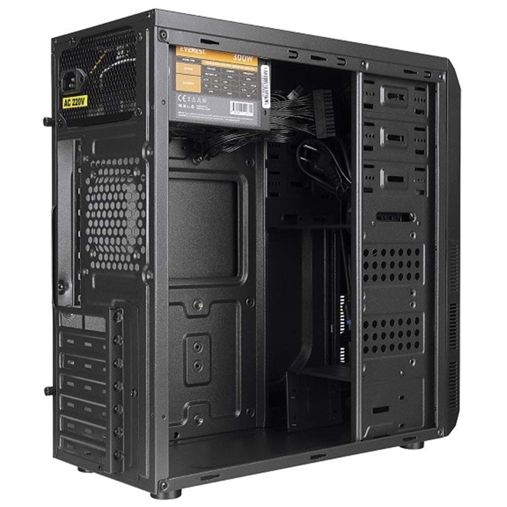 Everest 318B 300W Peak Siyah Metal Panel ATX Mid-Tower PC Kasası