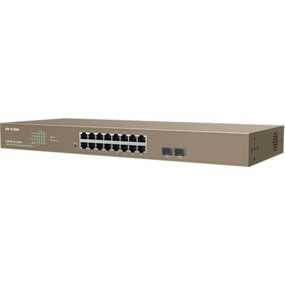 IP-COM G3318P-16-250W 16 Port Gigabit + 2x 1GB SFP Uplink Cloud Yönetilebilir Rackmount 250W PoE Switch