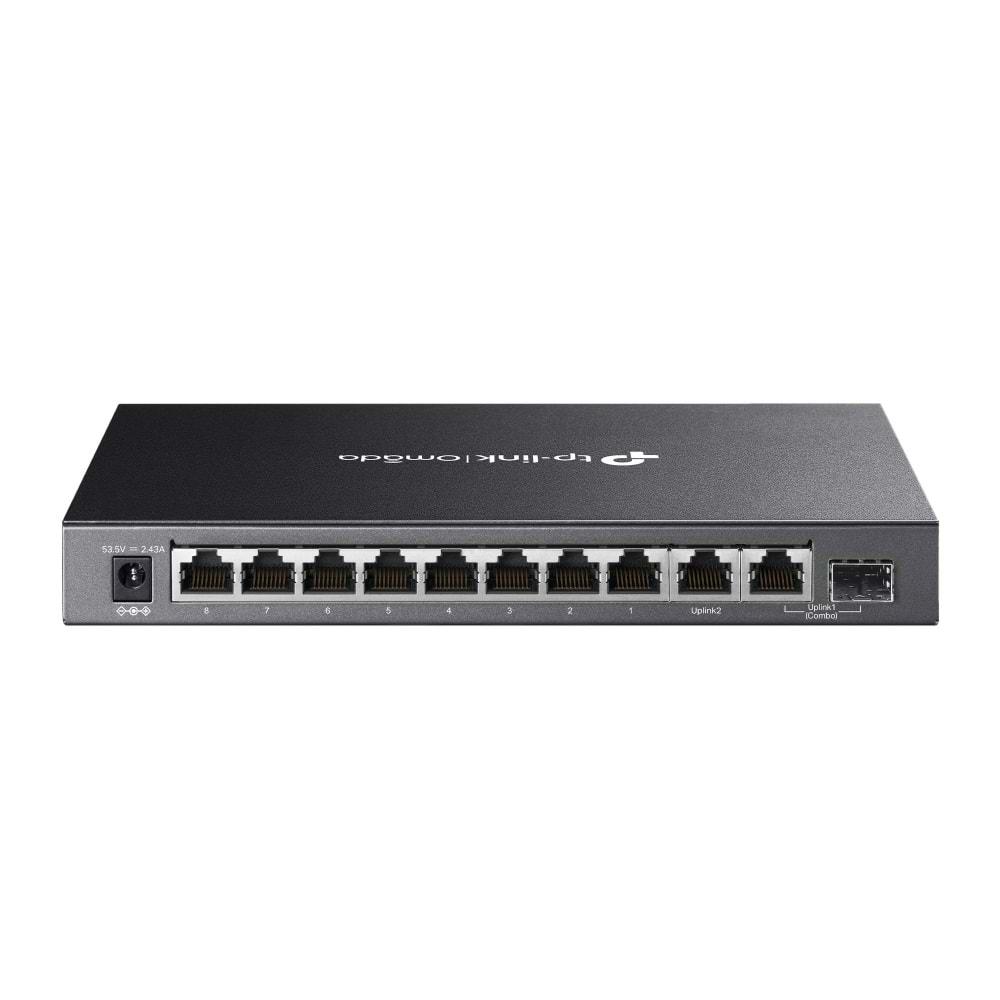 TP-Link Omada DS110GMP 8 Port Gigabit + 2xGigabit RJ45/1xRJ45 Combo Port 123W 250 Metre PoE Mesafe Metal Kasa Switch