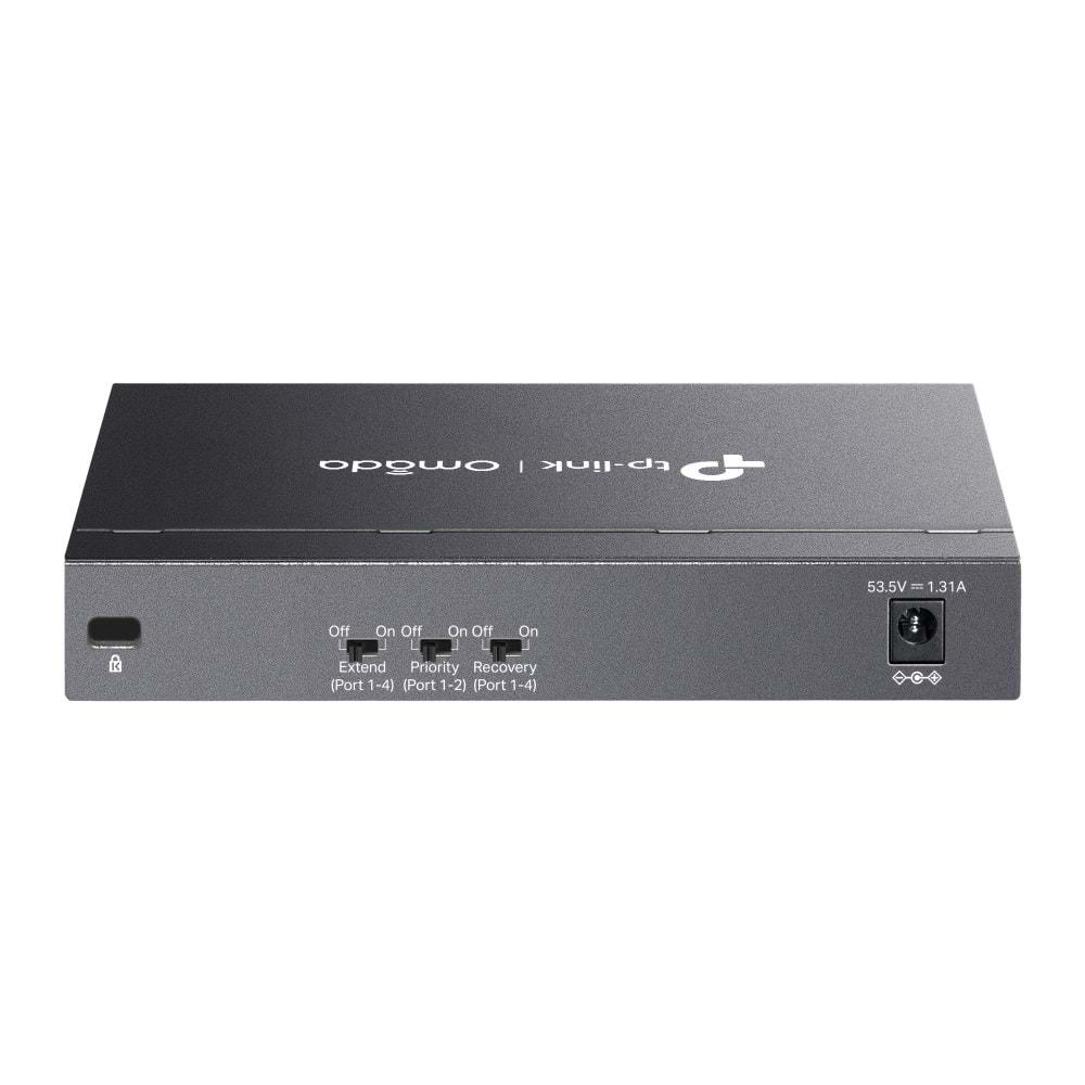 TP-Link Omada DS106P 4 Port 10/100 + 2 Port 10/100 Uplink 67W 250 Metre PoE Mesafe Metal Kasa Switch