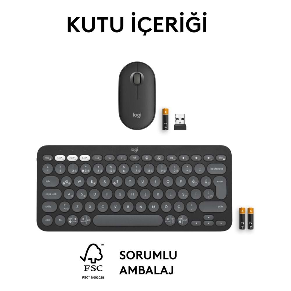 Logitech Pebble 2 Blutooth K&M Set Siyah