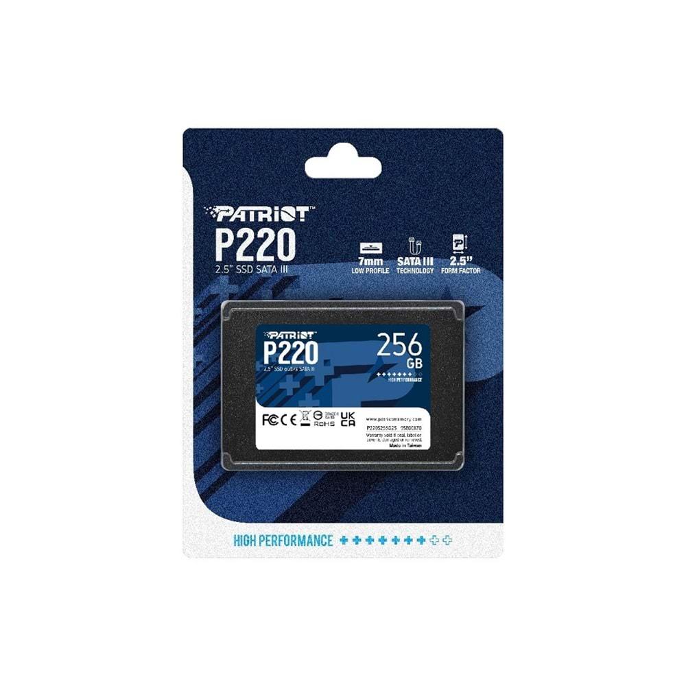 Patriot P220 256GB 550/490MB/s 2.5" SATA3 SSD Disk (P220S256G25)