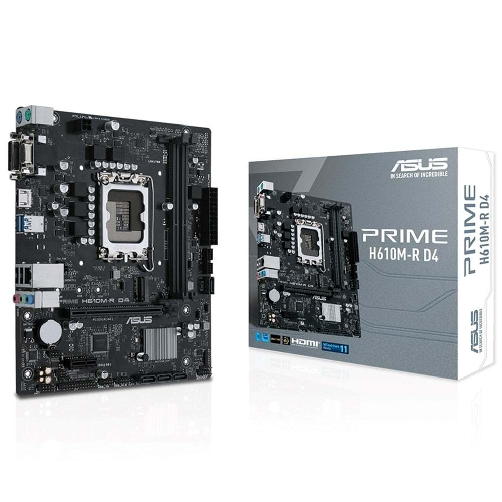 Asus PRIME H610M-R D4-SI H610 DDR4 M.2 DP/HDMI/VGA PCI 4.0 1700p Anakart