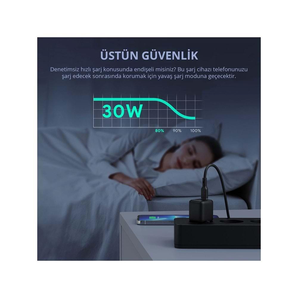 Aukey PA-B1L-BK 30W Mini Type-C PD Şarj Adaptörü