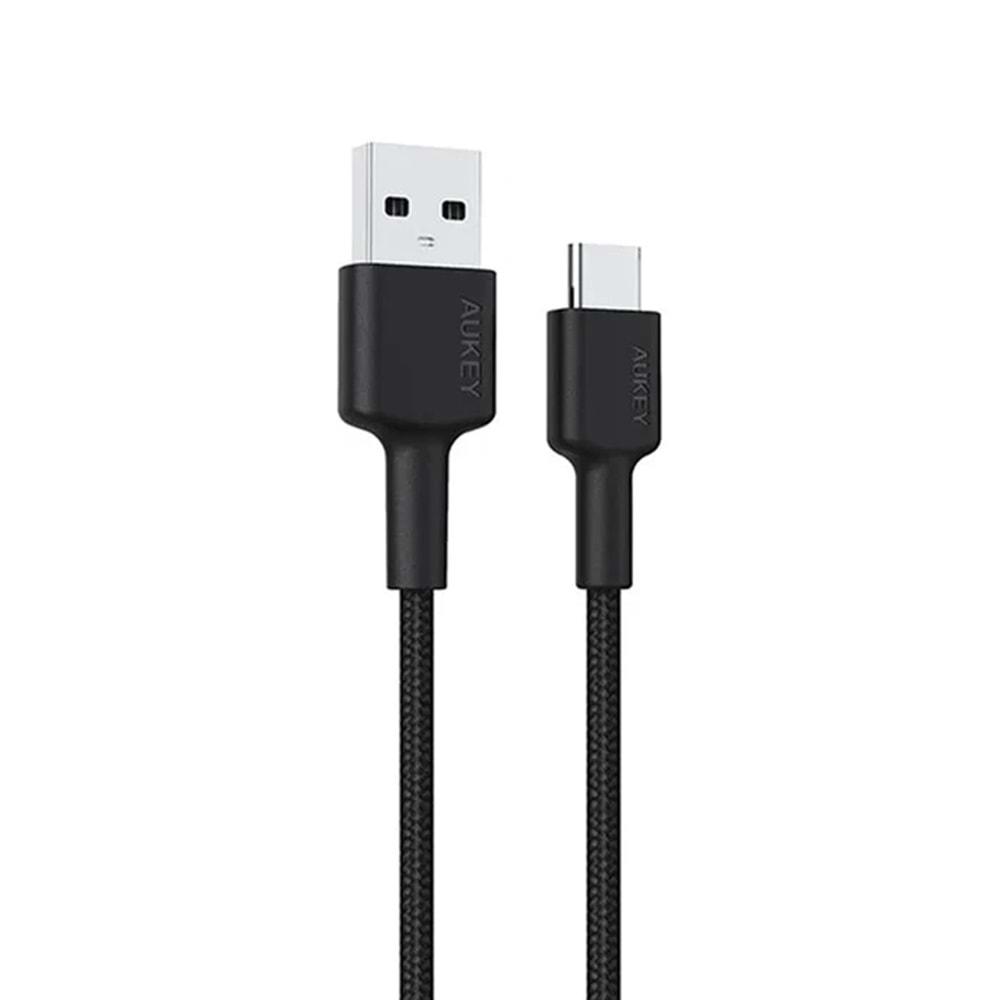 Aukey CB-CD30-BK Naylon Örgülü USB-A Type-C Şarj Kablosu (0,9 m)