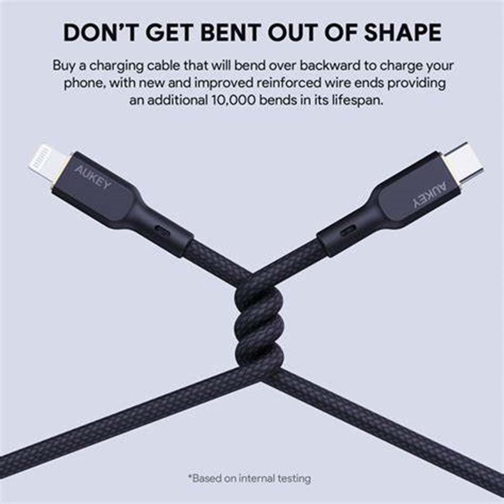 Aukey CB-NCL1-BK 480Mbps Type-C Lightnig Kablosu (1.8m)