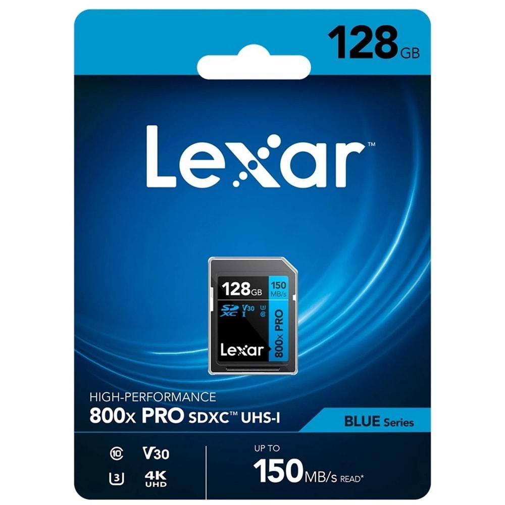 Lexar 128GB Profesyonel 800X Pro SDXC UHS-I Kart UP TO 150MB/S Read 45MB/S WRIT