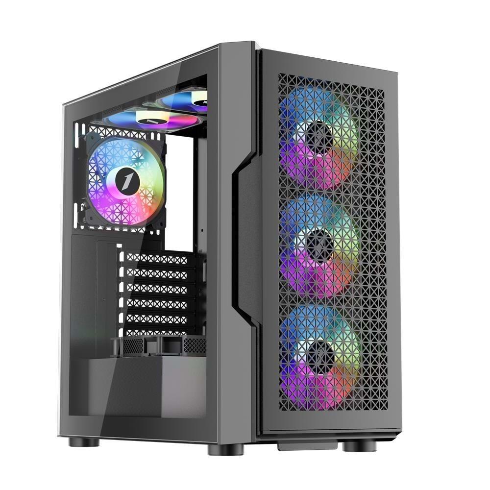 1ST Player Trilobite T7 Siyah 650W 80+ ARGB 4X12CM FAN Temperli Cam Mesh USB 3.0 ATX KASA