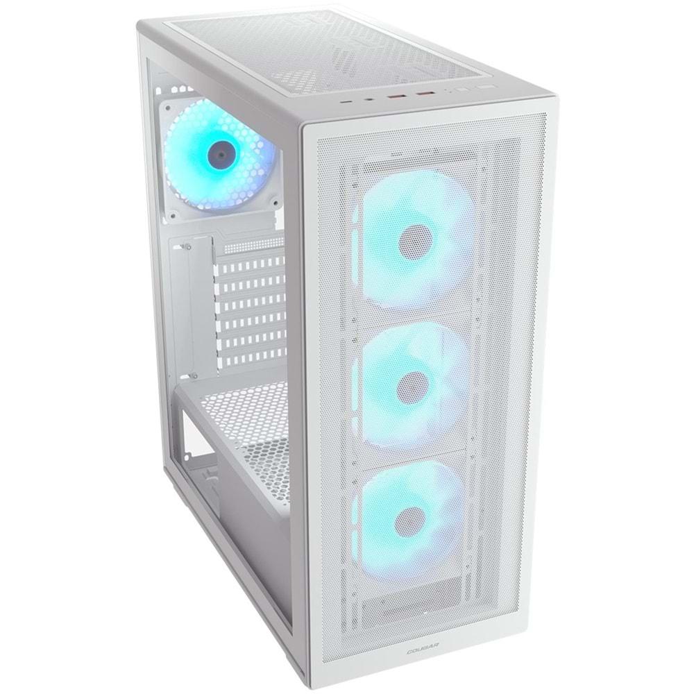 Cougar MX220 PSU YOK 4XARGB FAN Midi Tower Gaming Kasa Beyaz