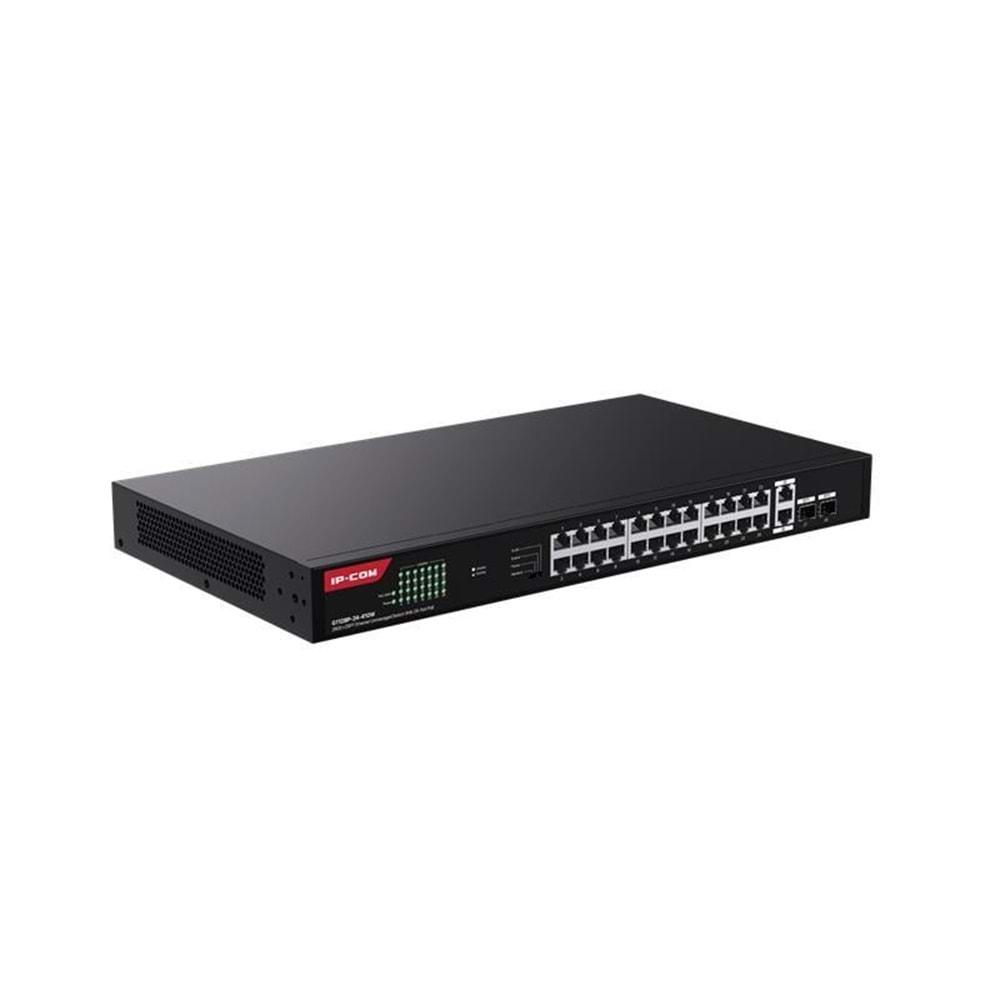 IP-COM G1128-24-410W 24 Port Gigabit +2XGB RJ45/SFP Uplink 370W POE Rackmount Switch