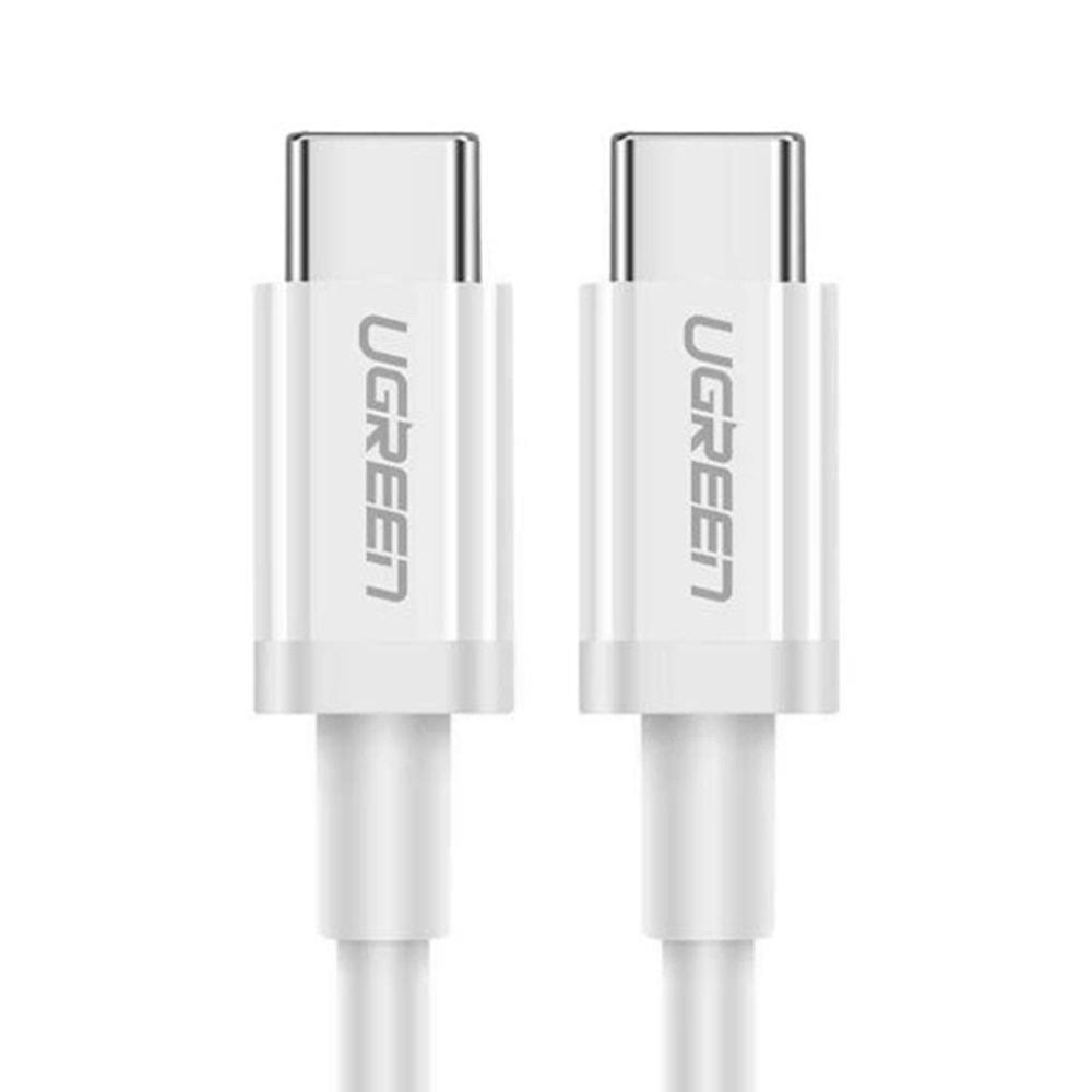 UGreen USB-C 60W 3A QC PD Hızlı Şarj Kablosu 1 MT Beyaz