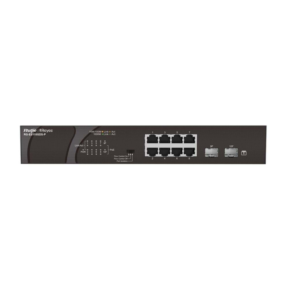 Ruijie Reyee RG-ES110GDS-P 8-Port 10/100/1000 Mbps Desk. Switch 2-Port PoE(120W)