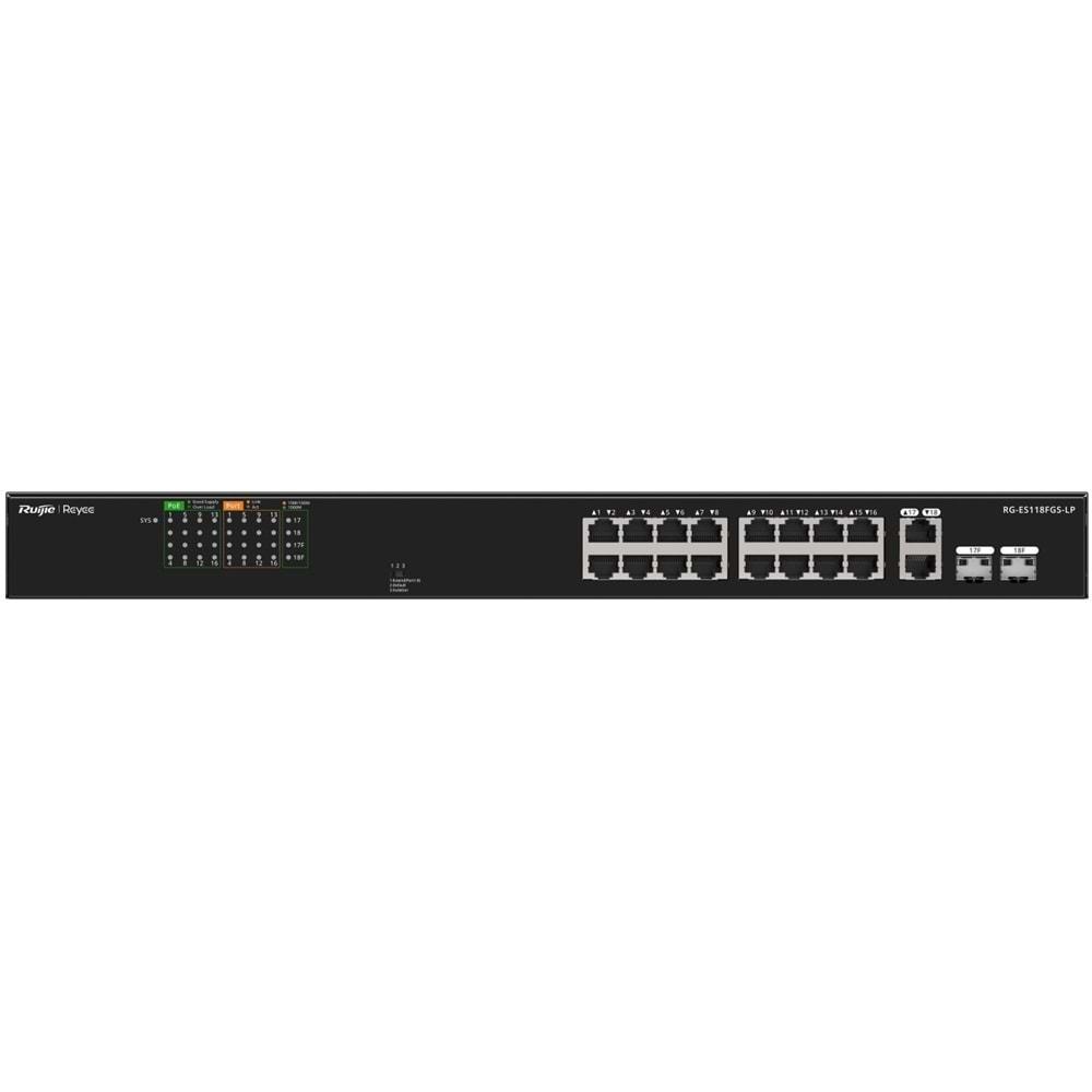 Ruijie Reyee RG-ES118FGS-LP 16-Port 10/100+2X1GB RJ45/SFP (120W) Poe Rackmount S