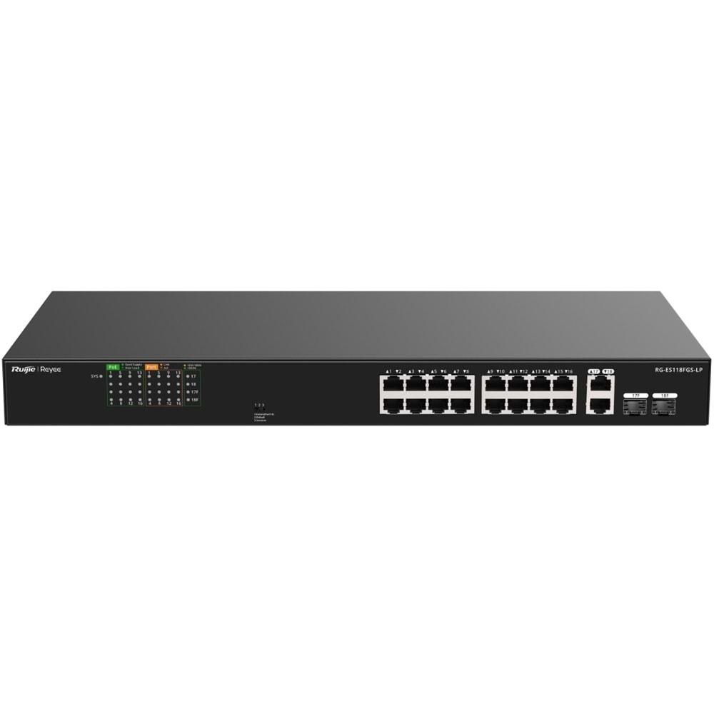 Ruijie Reyee RG-ES118FGS-LP 16-Port 10/100+2X1GB RJ45/SFP (120W) Poe Rackmount S