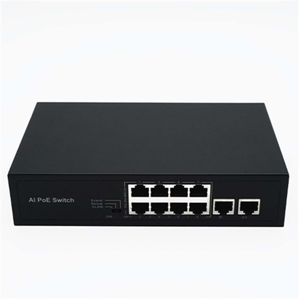 STARBOARD PS10M-82EEM 8 PORT POE + 2 UPLİNK SWİTCH 96W POE ÇIKIŞ GÜCÜ