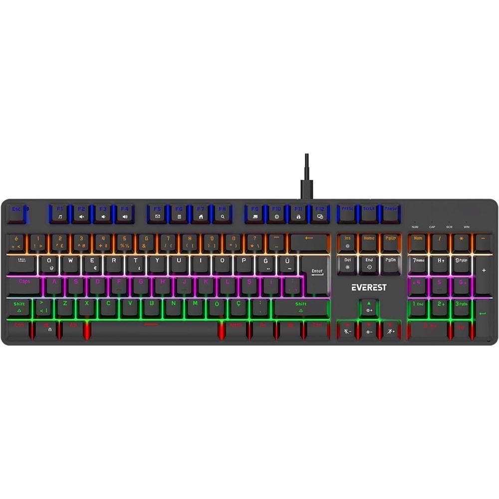 Everest KB-MK1 Lumos Rainbow Red Switch Mekanik Gaming Klavye USB Siyah