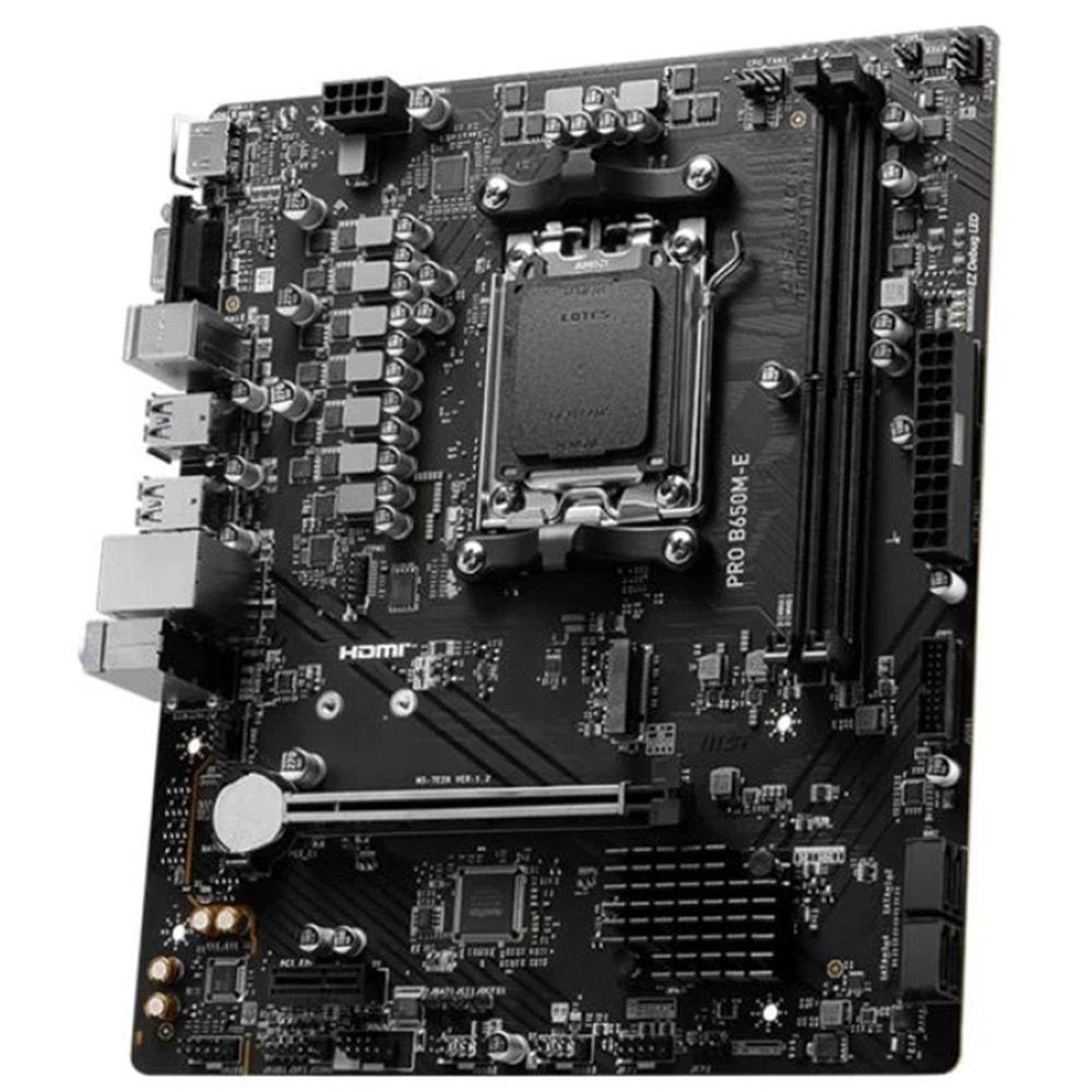MSI PRO B650M-E DDR5 6800MHZ 1XVGA 1XHDMI 1XM.2 USB 3.2 MATX AM5 (AMD AM5 9000,8000,7000 Serili İşlemci Uyumulu)