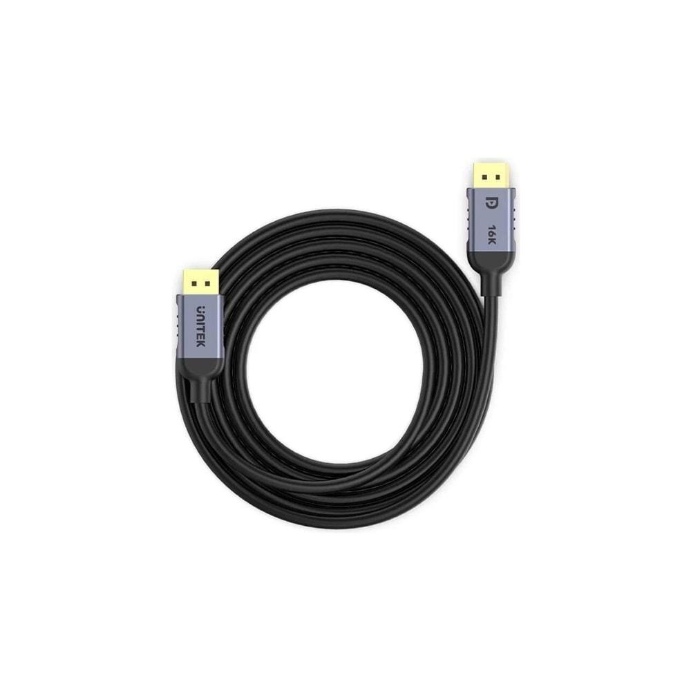 UNITEK DisplayPort 2.1 Kablosu 3 Metre – 16K@60Hz, %100 Bakır – C1626GY01-3M