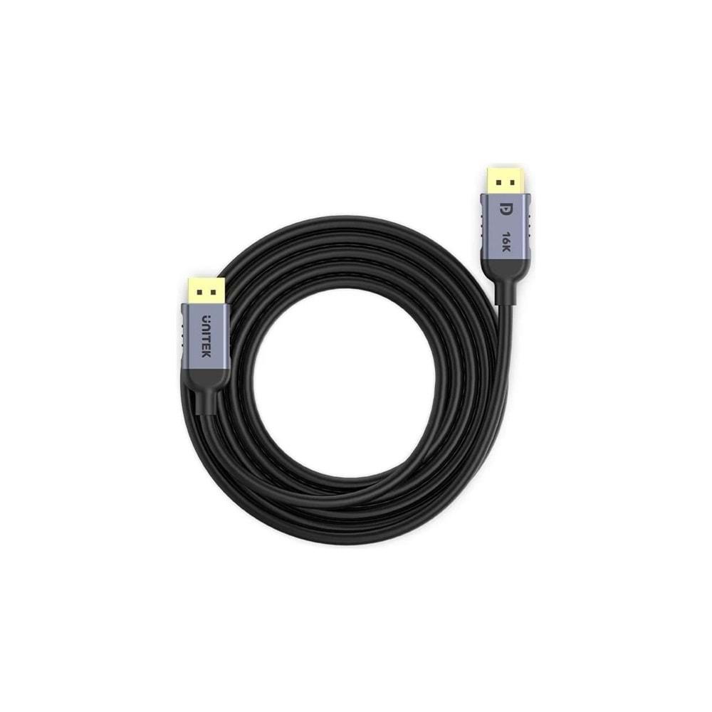UNITEK DisplayPort 2.1 Kablosu 2 Metre – 16K@60Hz, %100 Bakır – C1626GY01-2M