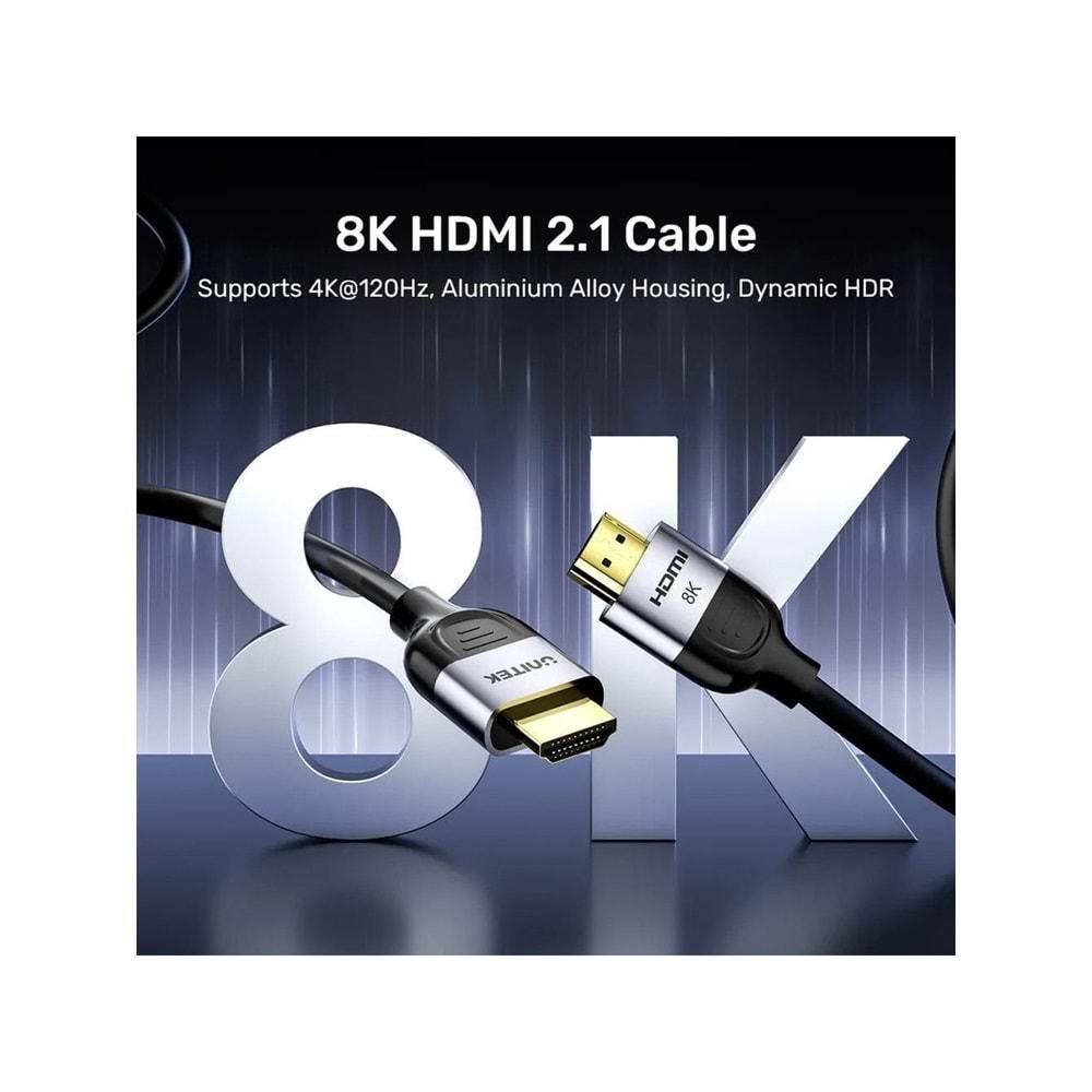 UNITEK HDMI 2.1 Kablosu 2 Metre – 8K@60Hz – C11086GY01-2M