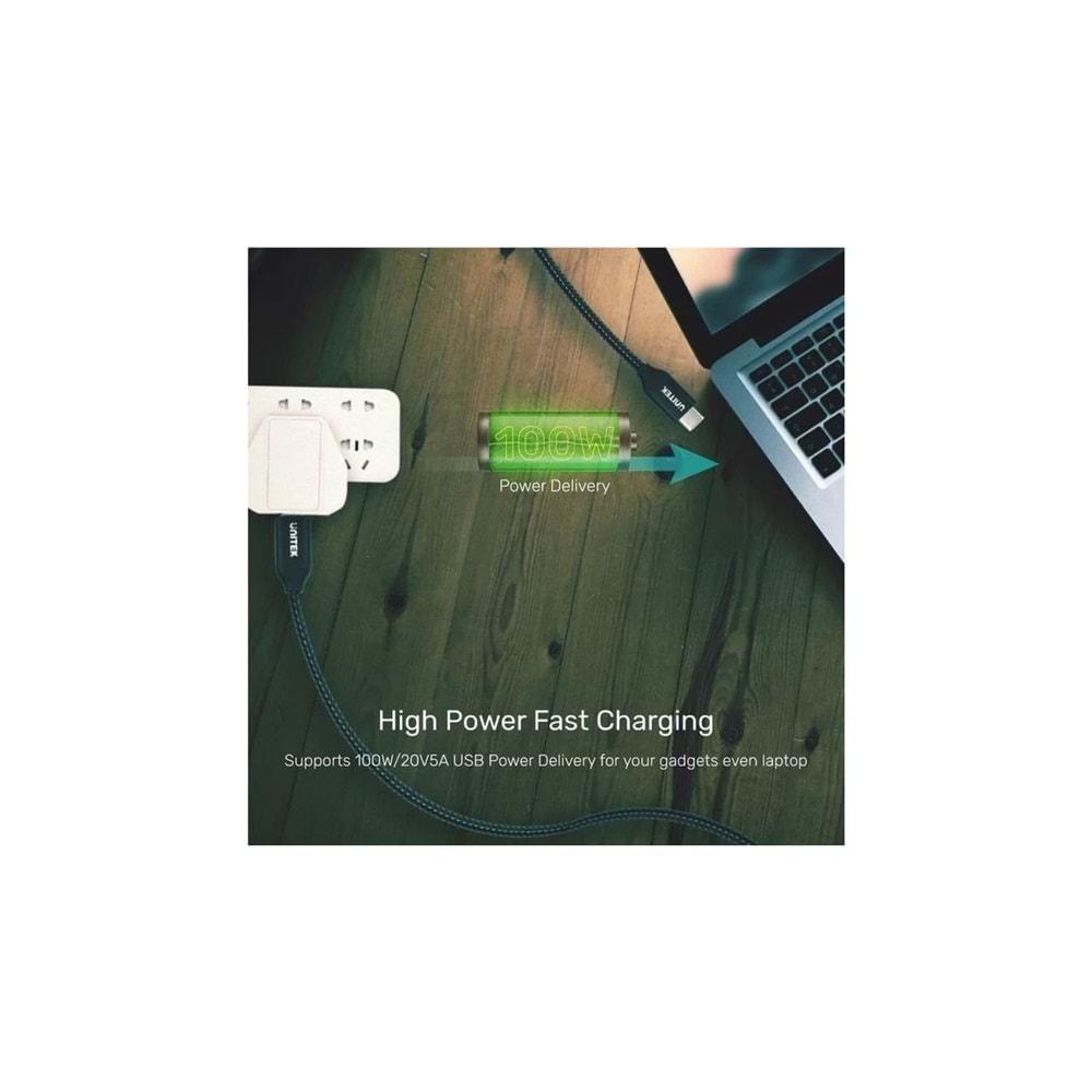 UNITEK Type-C Hızlı Şarj Kablosu 2 Metre – 100W – C14059BK
