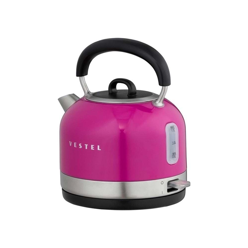 Vestel Retro Pembe 2200W 1.7L Çelik Kettle