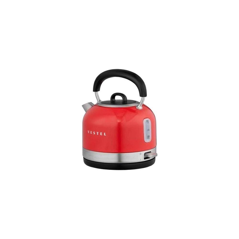 Vestel Retro Sarı 2200W 1.7L Çelik Kettle