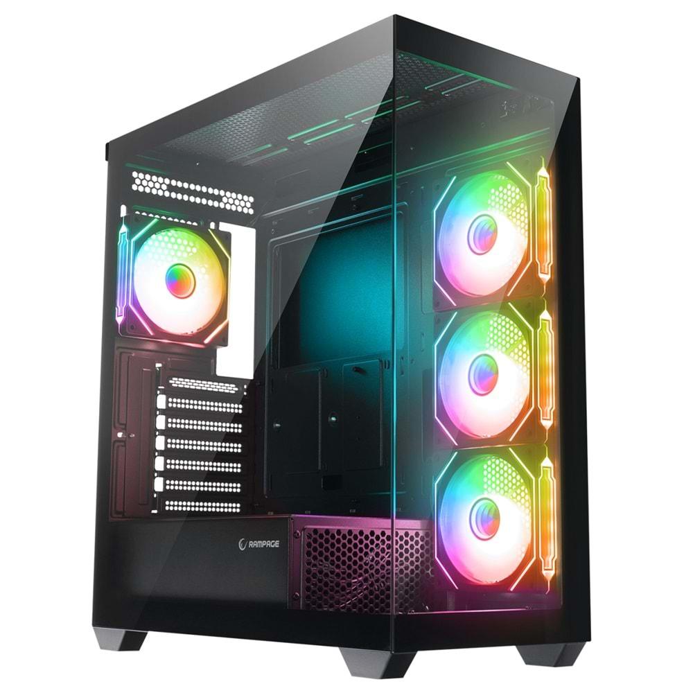 Rampage HYDRA V4 750W 80 Plus Bronze ARGB Fan ATX Mid-T Siyah Gaming Oyuncu Kasa