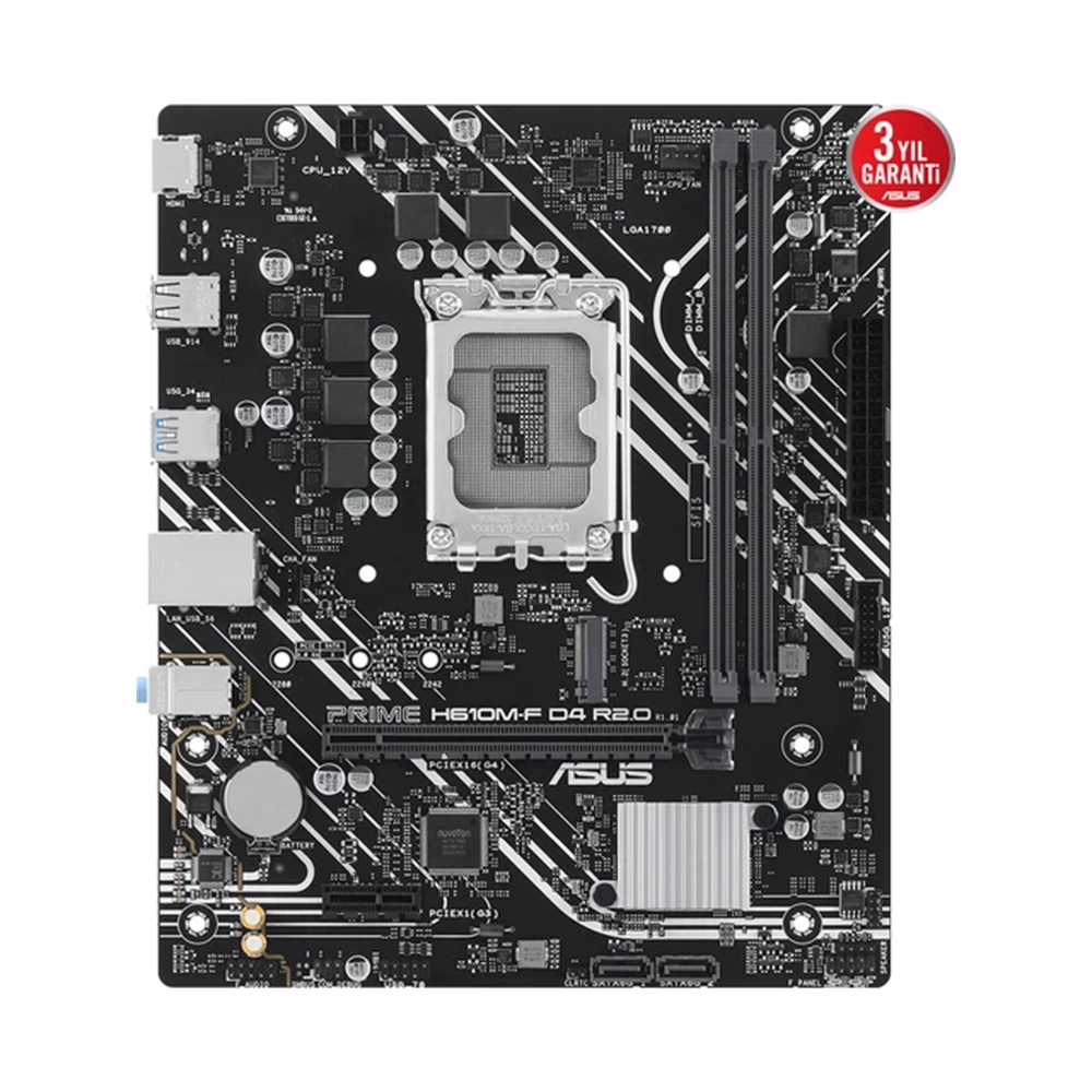 Asus PRIME H610M-F D4 R2.0 H610 DDR4 M.2 USB3.2 HDMI PCI 4.0 1700p Anakart(BULK)