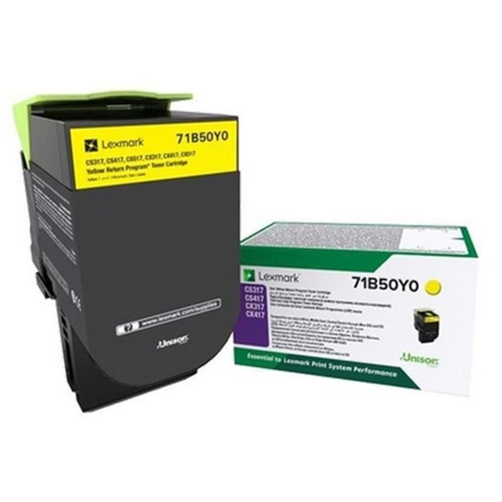 Lexmark Toner 71B50Y0 CX-CS317/417 Sarı Orjinal Toner 2300 Syf