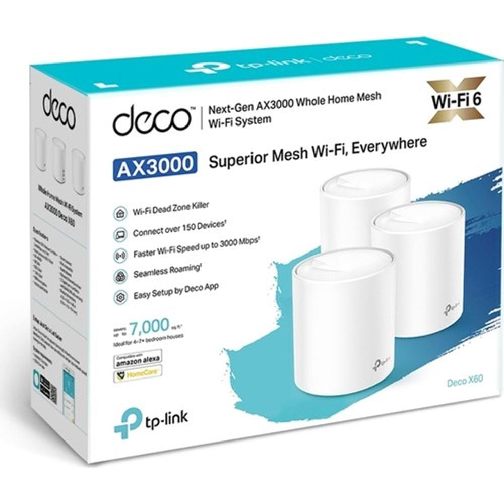 TP-Link Deco X60-3P AX5400 Whole Home Mesh Wi-Fi 6 System 3 Adet