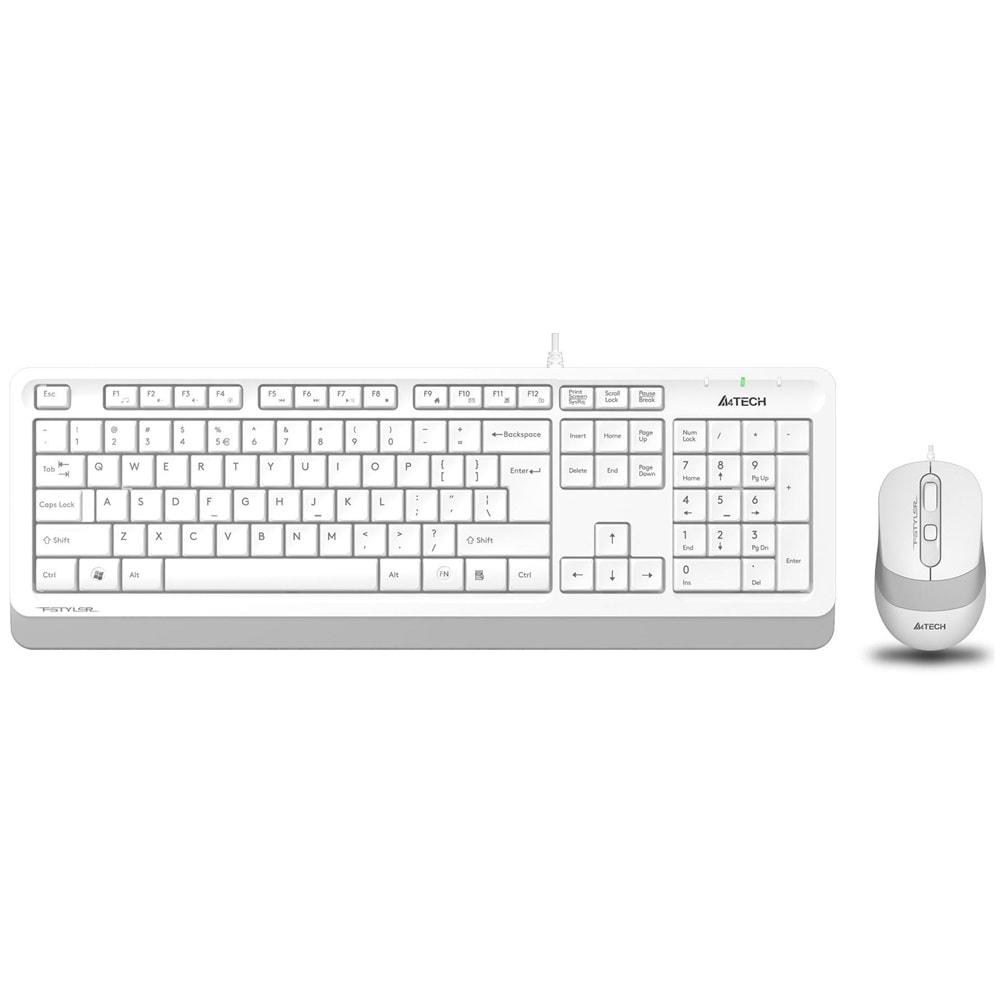 A4 Tech F1010 Q Türkçe Beyaz Multimedya Set Klavye-Mouse F1010-BEYAZ