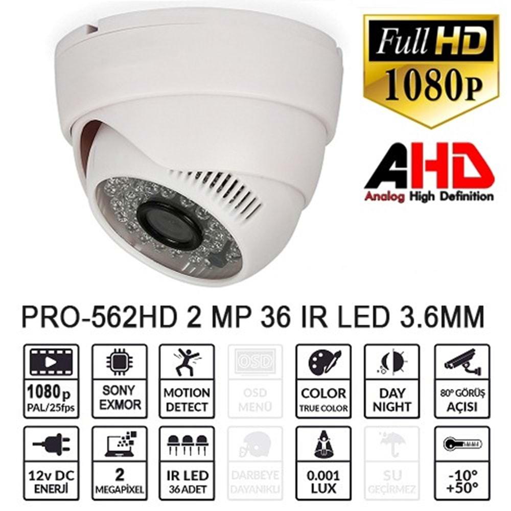 BALANDI PRO-562HD 2MP 1080P 3.6MM 36 LED AHD Dome Kamera