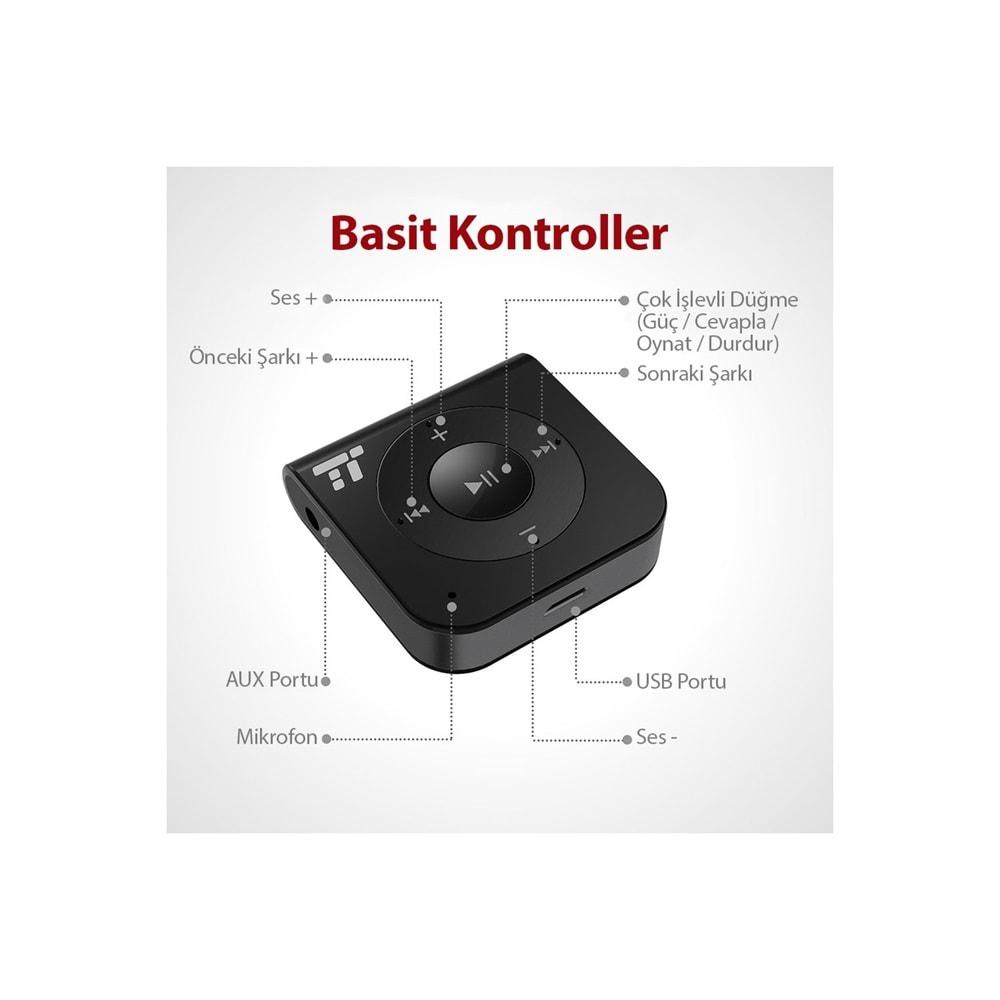 TAOTRONICS Bluetooth Alıcı 3.5 mm Eller Serbest Arama 15 TT-BR06